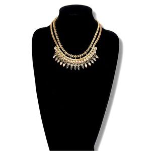 EXPRESS Layered Gold & Teardrop Crystals Statement Necklace | NWT